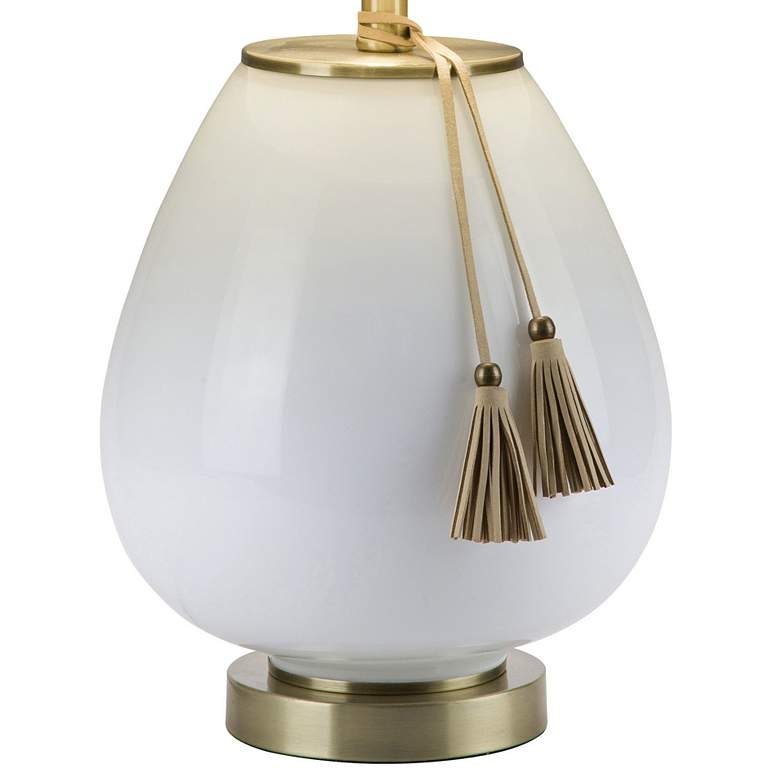 Carey White Milk Glass & Antique Brass Table Lamp  - Image 2