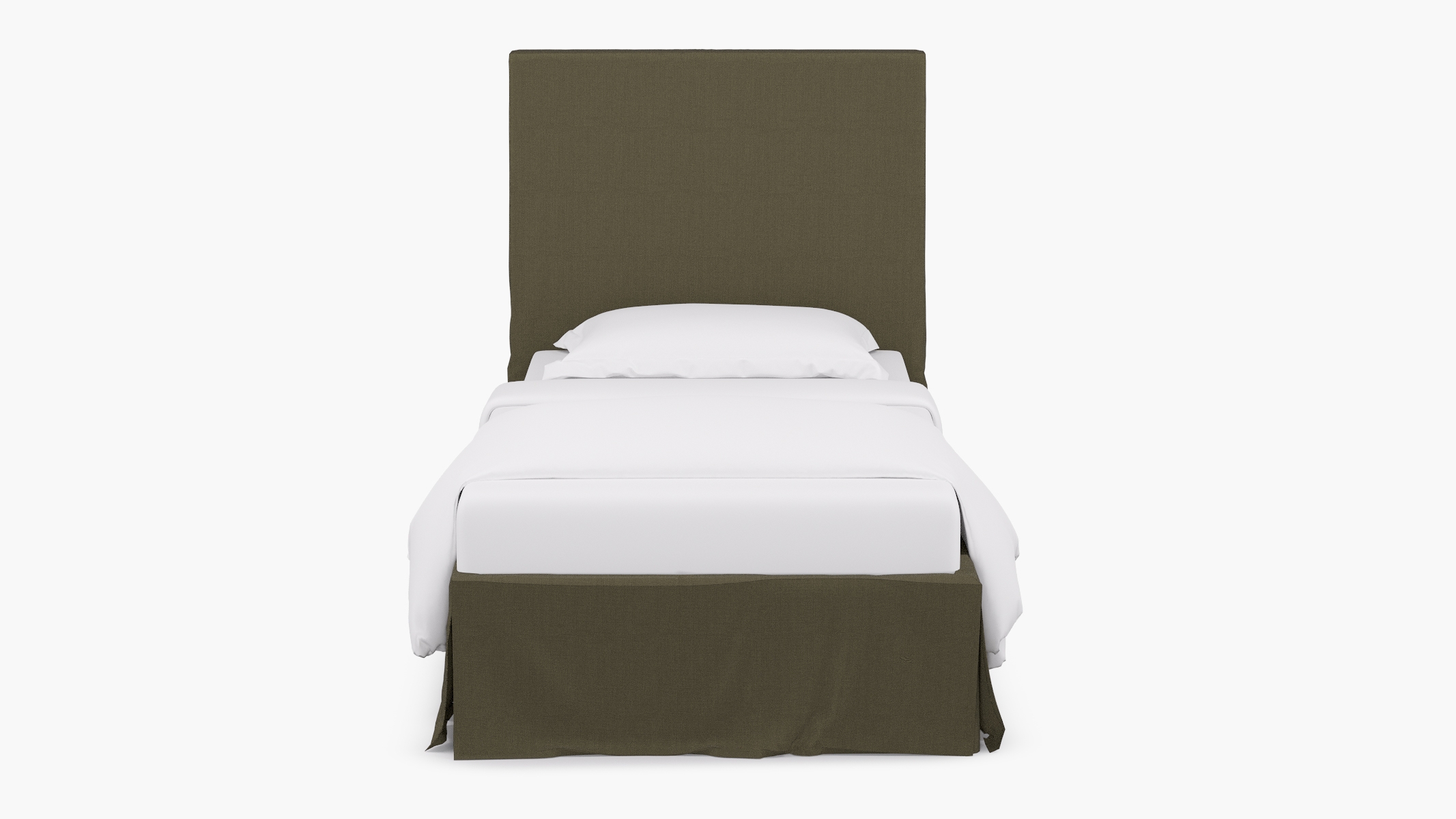 Slipcovered Bed, Olive Everyday Linen, Twin - Image 1