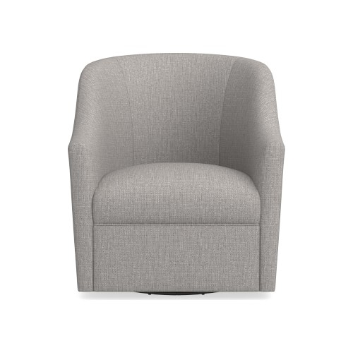 Porter Swivel Armchair, Standard Cushion, Perennials Performance Melange Weave, Fog - Image 0