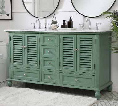 Page Double Sink Vanity Cabinet, 4 Door, 6 Drawer, Vintage Mint, 60" - Image 4