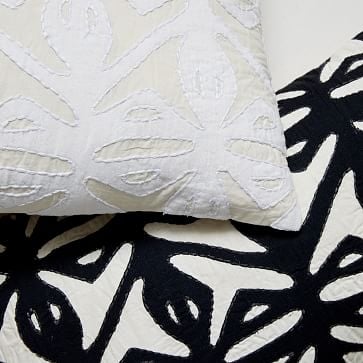 Nova Reverse Applique Pillow Cover, 12"x21", White, Set of 2 - Image 1