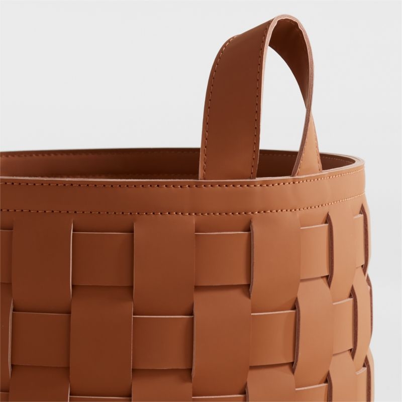 Taka Small Woven Vegan Leather Basket - Image 1