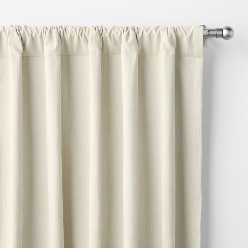 Stone Tan Textural Organic Cotton Chambray Blackout Window Curtain Panel 44"x63" - Image 2