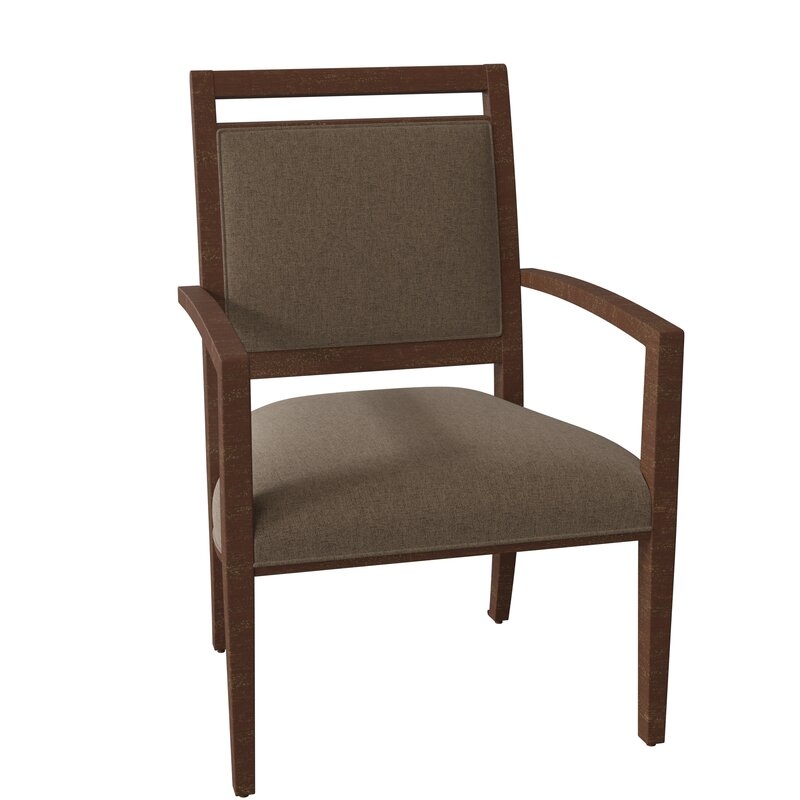Fairfield Chair Preston Upholstered King Louis Back Arm Chair Body Fabric: 8794 Parchment, Frame Color: Walnut - Image 0