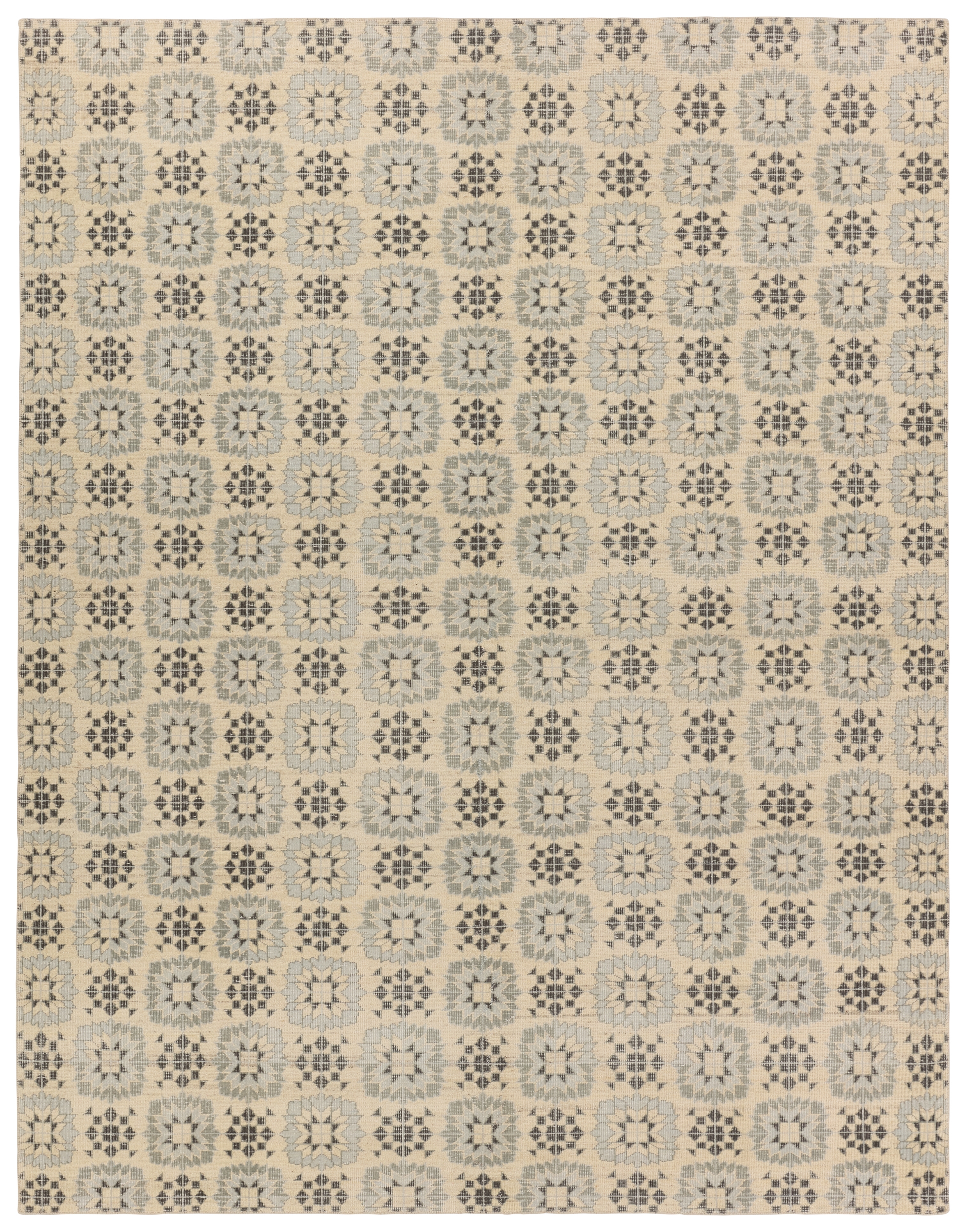 Verde Home by Crystal Hand-Knotted Medallion Gray/ Cream Area Rug (18"X18") - Image 0