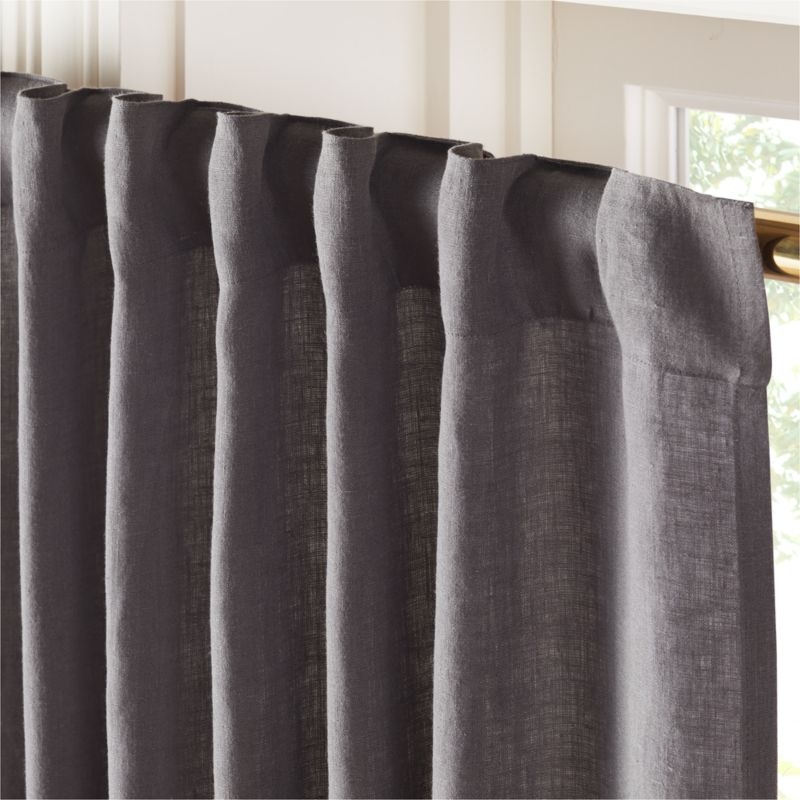 EUROPEAN FLAX™-Certified Linen Charcoal Grey Window Curtain Panel 48"x84" - Image 3