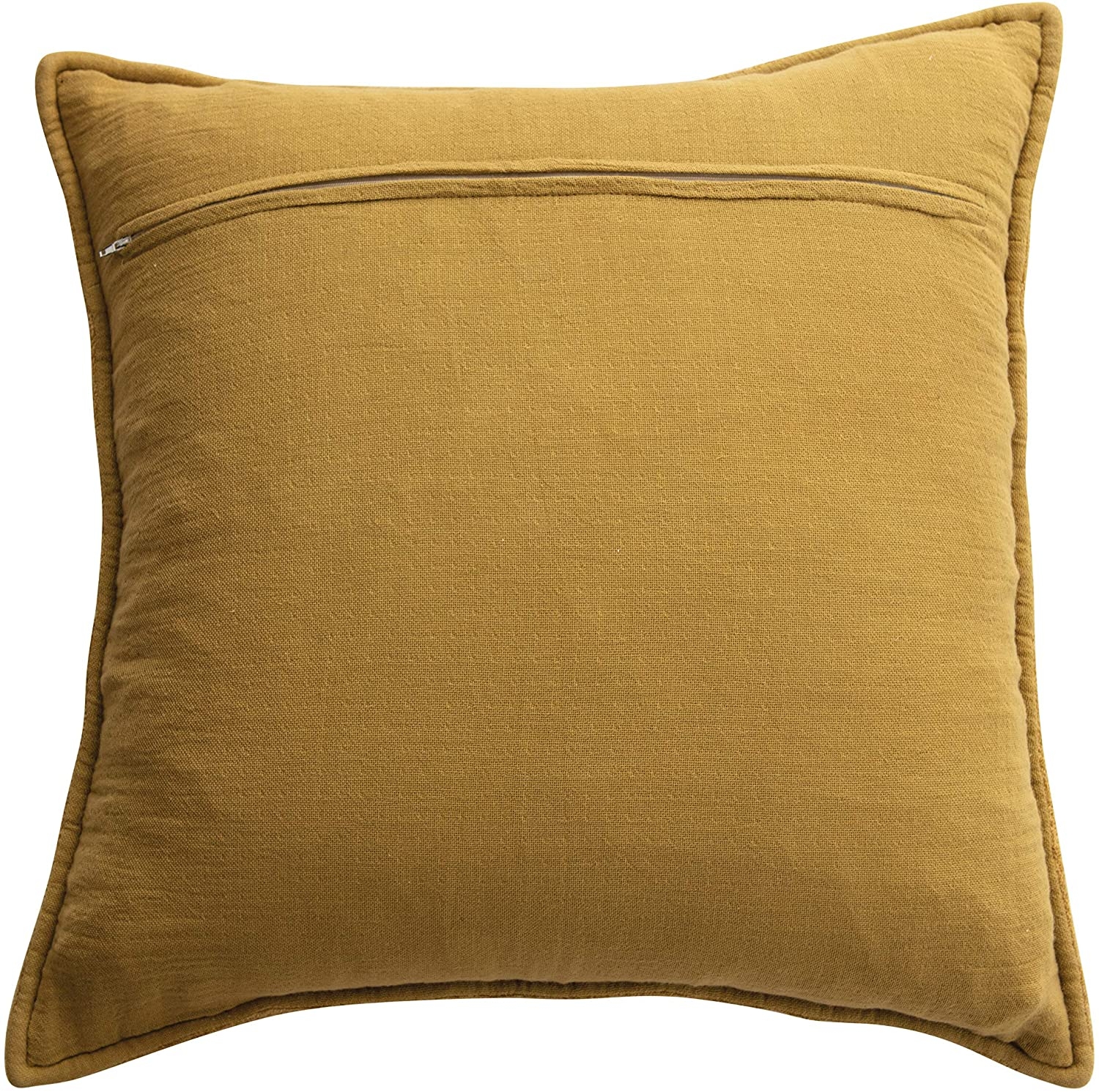 Square Mustard Quilted Cotton Chenille Pillow - Image 1