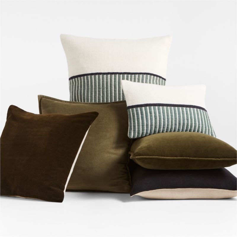 Ink Black 20'' Organic Laundered Linen with Feather Pillow - Image 3