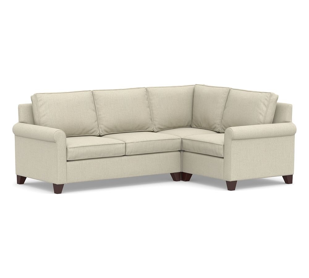 Cameron Roll Arm Upholstered Left Arm 3-Piece Corner Sectional, Polyester Wrapped Cushions, Chenille Basketweave Oatmeal - Image 0