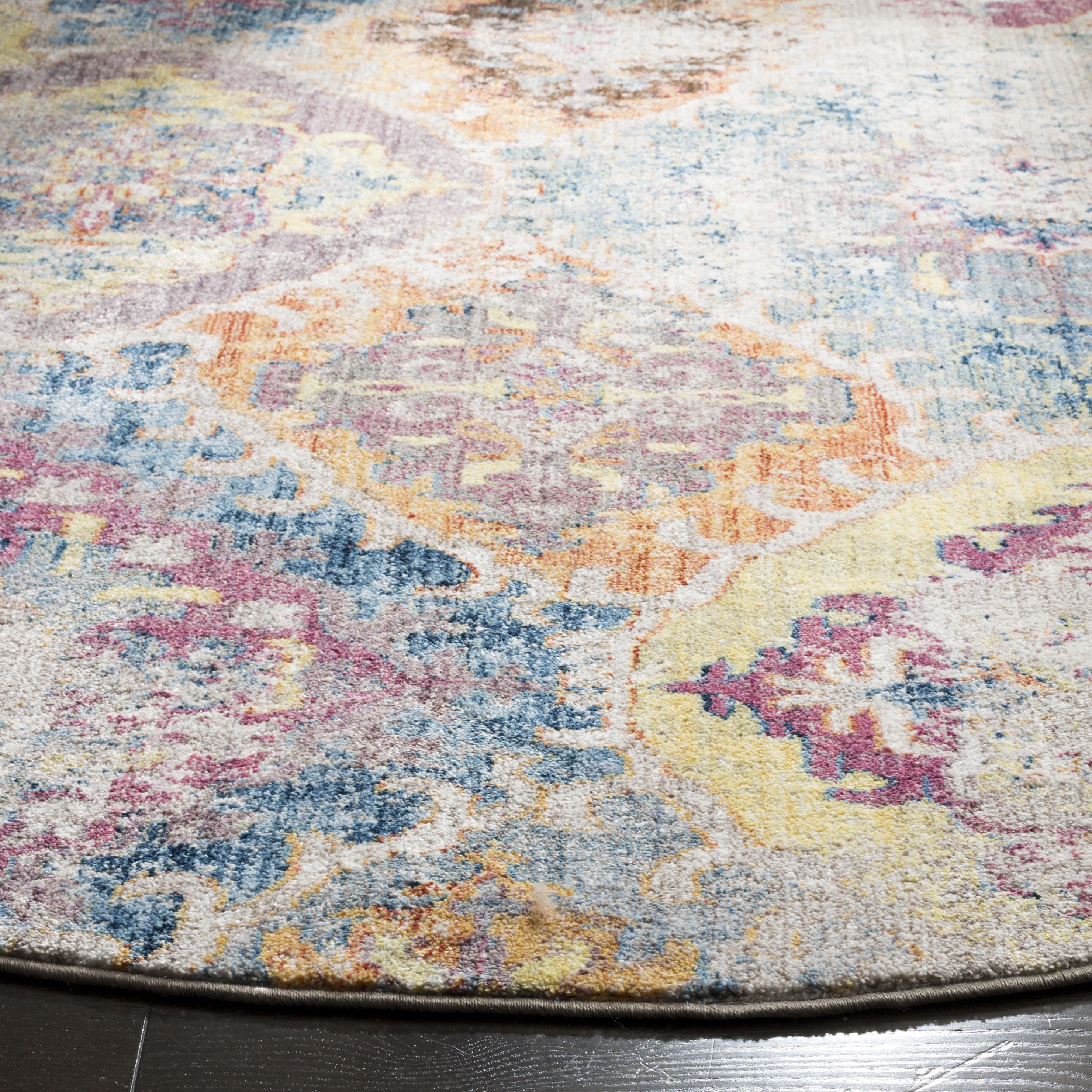 Arlo Home Woven Area Rug, BTL351D, Blue/Light Grey,  7' X 7' Round - Image 2