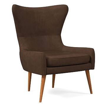 Erik Wing Chair, Poly, Vegan Leather, Molasses, Dark Oak - Image 0