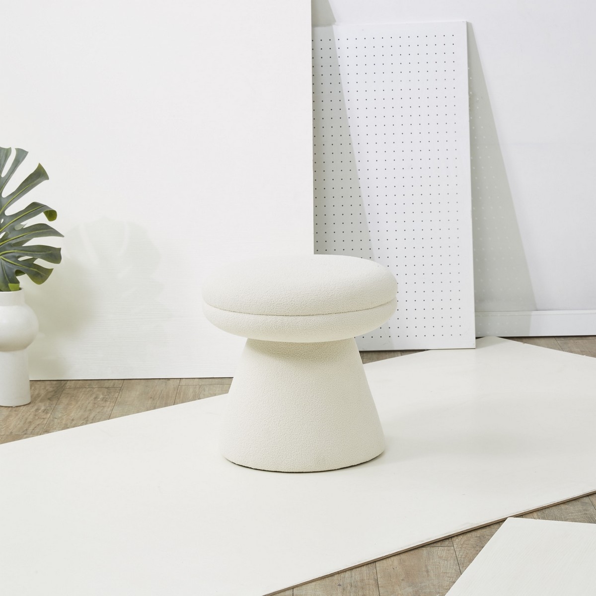 Gisella Boucle Ottoman - Ivory - Image 1