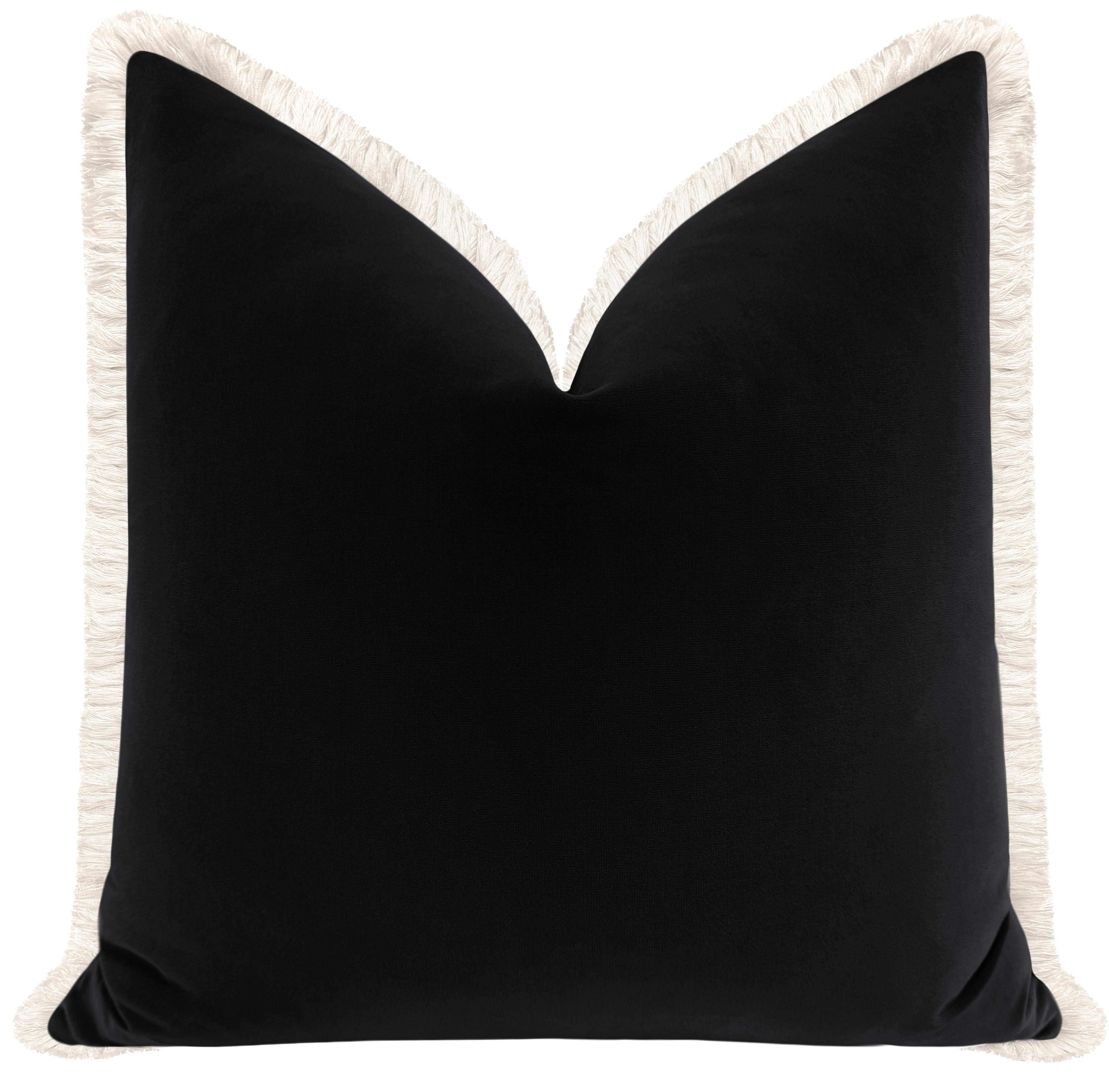 SIGNATURE VELVET // NOIR + FRINGE - 20" X 20" / Bone Fringe - Image 3