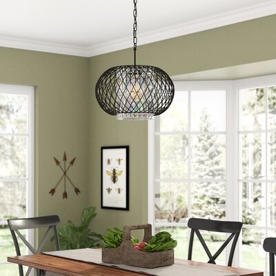 Jefferies 3 - Light Shaded Geometric Chandelier with Wrought Iron Accents - Image 0