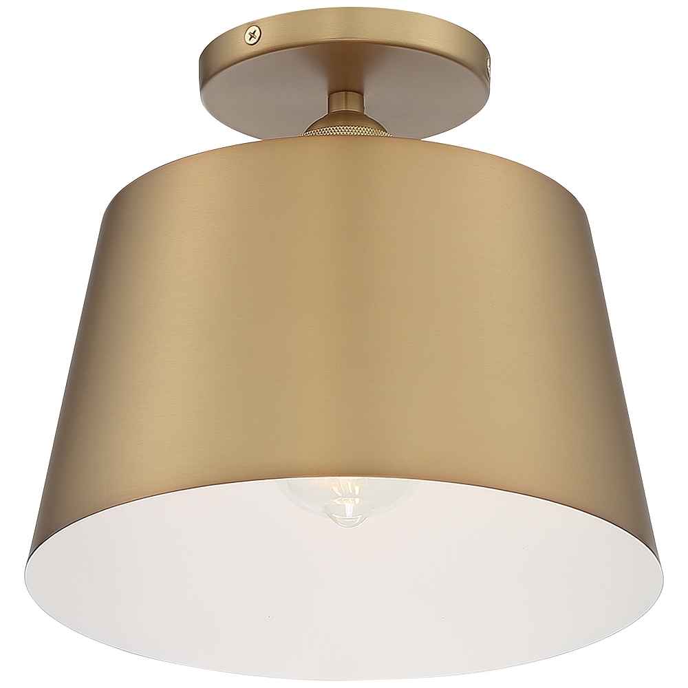 Satco Motif 10" Wide Brushed Brass and White Ceiling Light - Style # 99T01 - Image 0