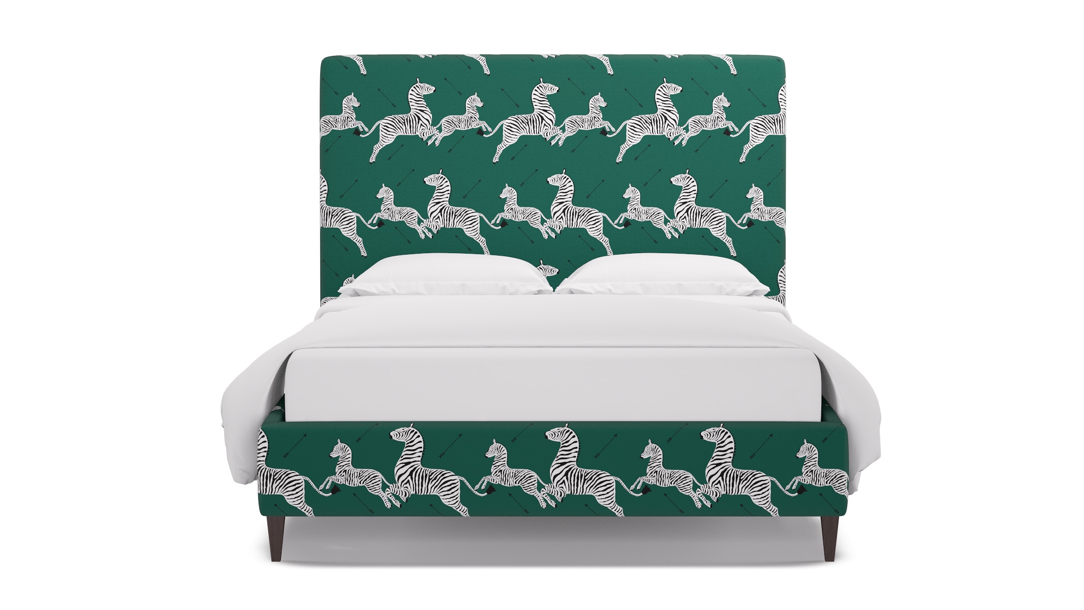 Classic Bed, Emerald Zebra, Espresso Square Tapered Leg, Twin - Image 0