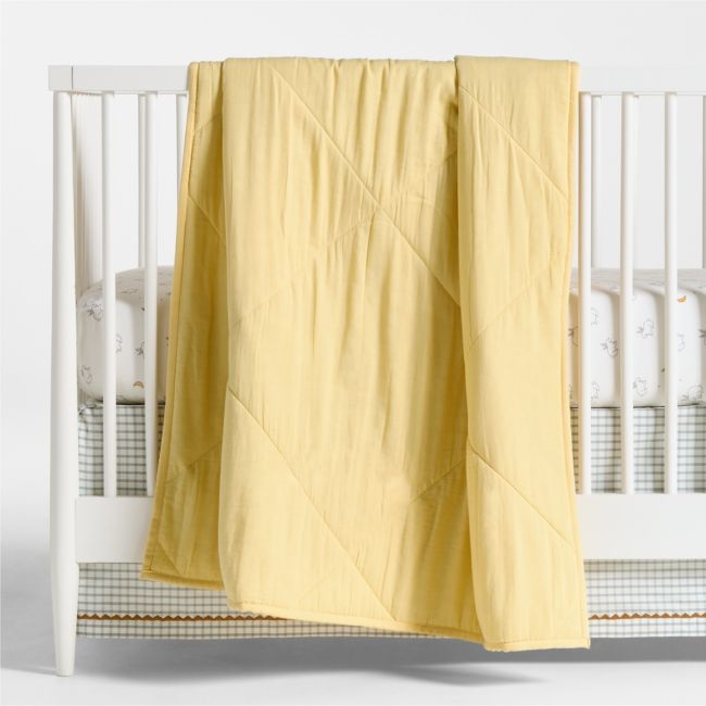 Supersoft Straw Yellow Organic Cotton Gauze Baby Crib Quilt - Image 0