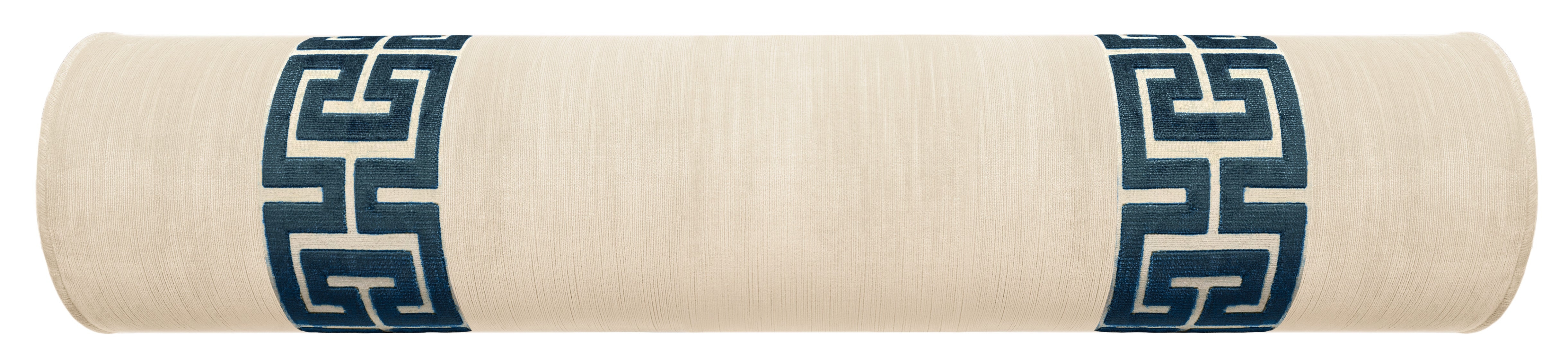 THE BOLSTER :: STRIE VELVET // CASHMERE + GREEK TRIM - Sample 4" X 4" / Navy Blue / 2 pieces (Parallel) - Image 0