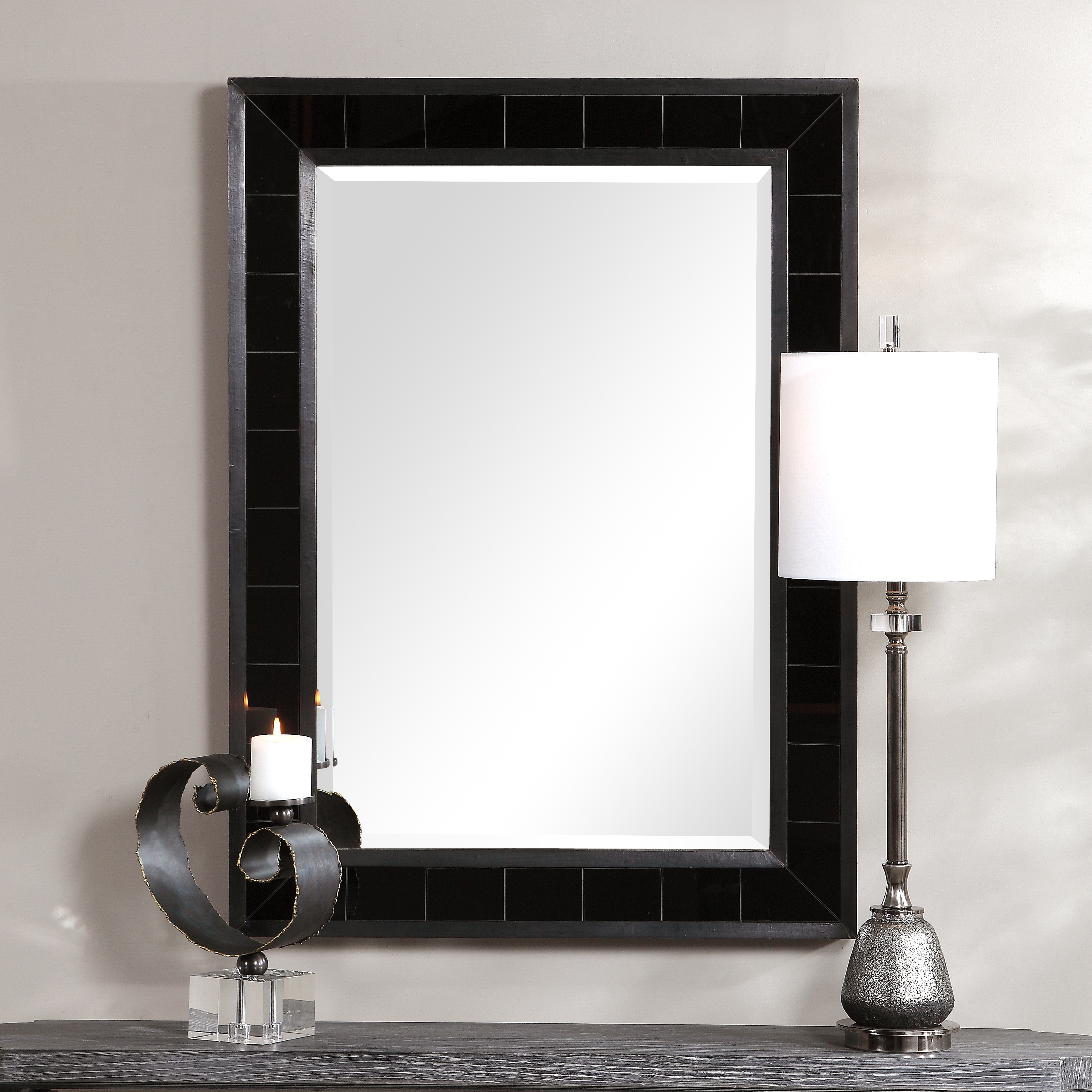 Lonara Black Tile Mirror - Image 0