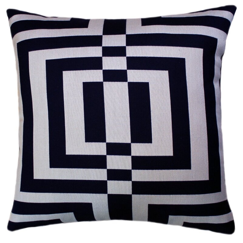 SallieDuncanDesigns Labrinth Navy/Cream Outdoor Square Pillow Cover & Insert - Image 0
