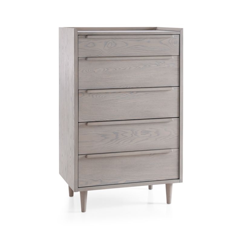 Tate Stone Grey Wood 5-Drawer Chest - Image 1