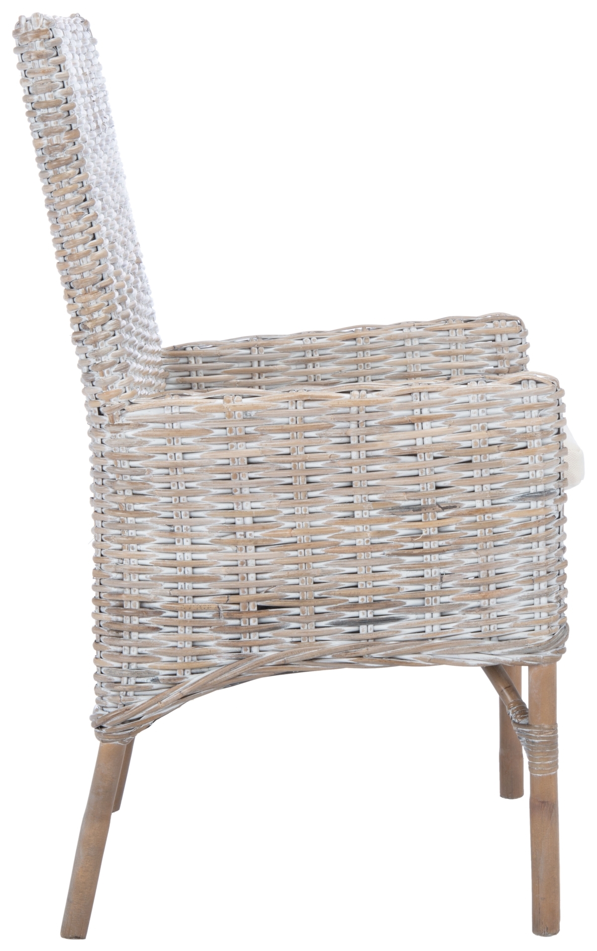 Nancy Rattan Accent Chair W/ Cushion - White / Grey White Wash - Safavieh - Image 6