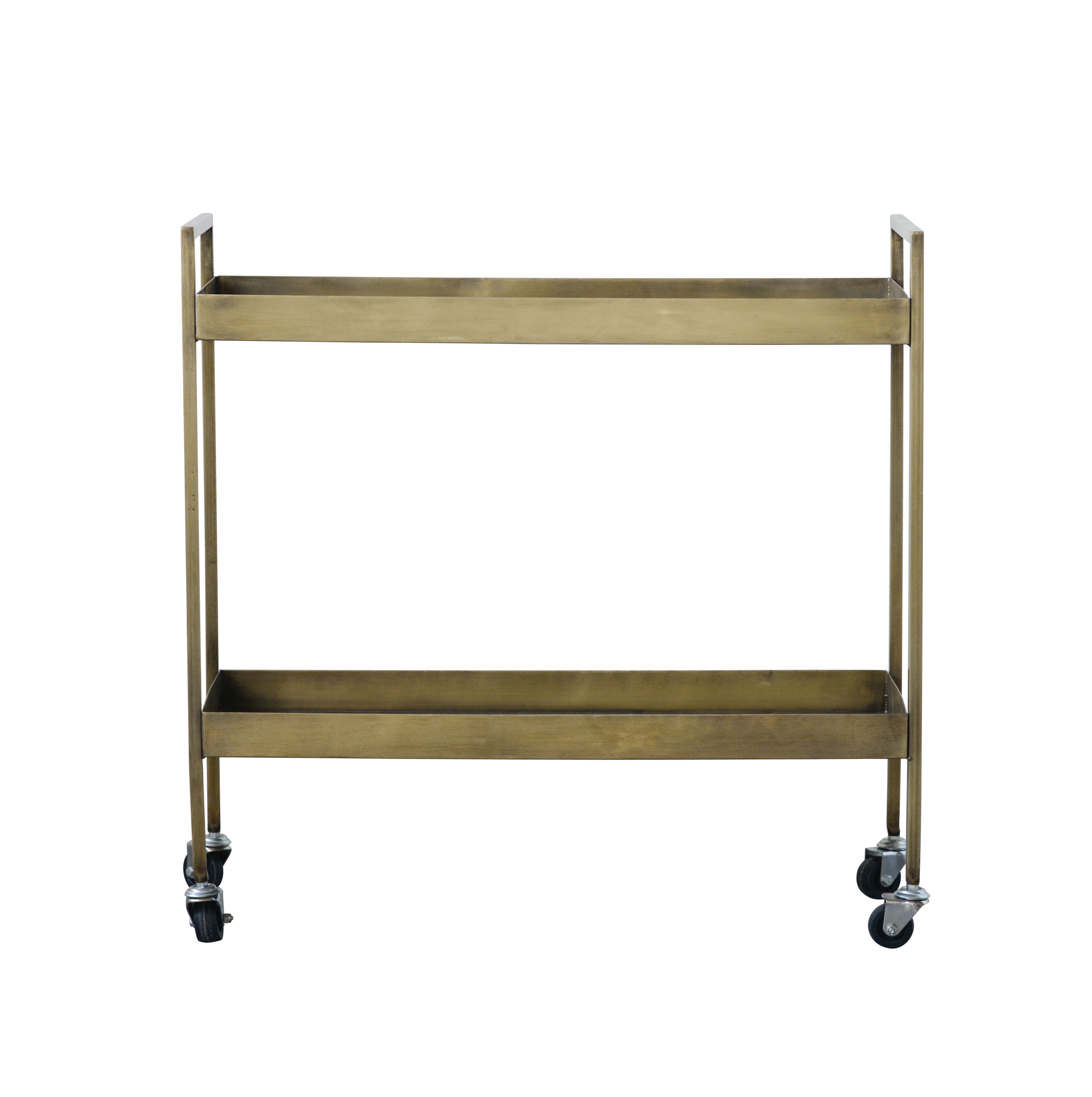 Metal 2-Tier Bar Cart on Caster Wheels - Image 0
