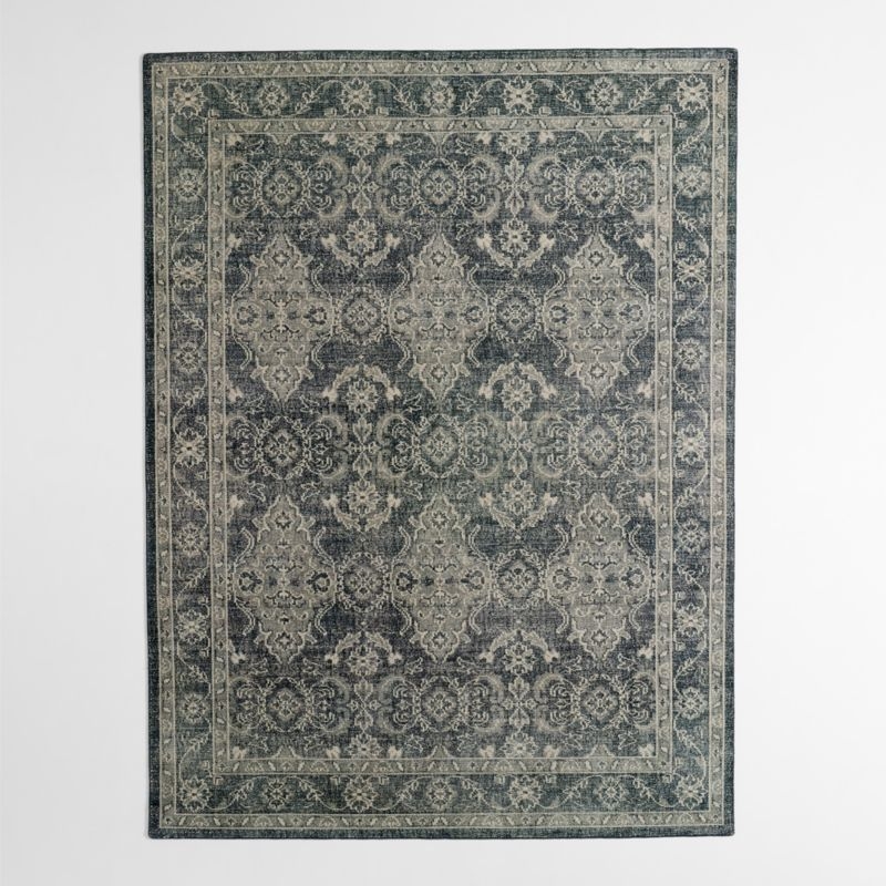 Amalfi Wool Traditional Hand-Knotted Navy Blue Area Rug 6'x9' - Image 1