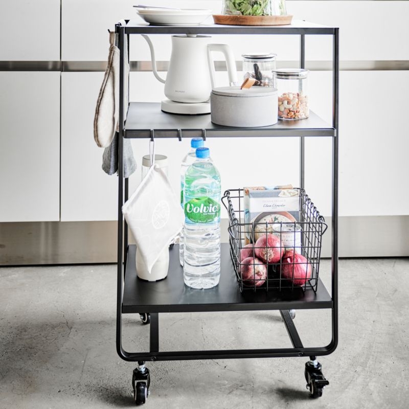 Yamazaki Black Steel Rolling Utility Cart - Image 4