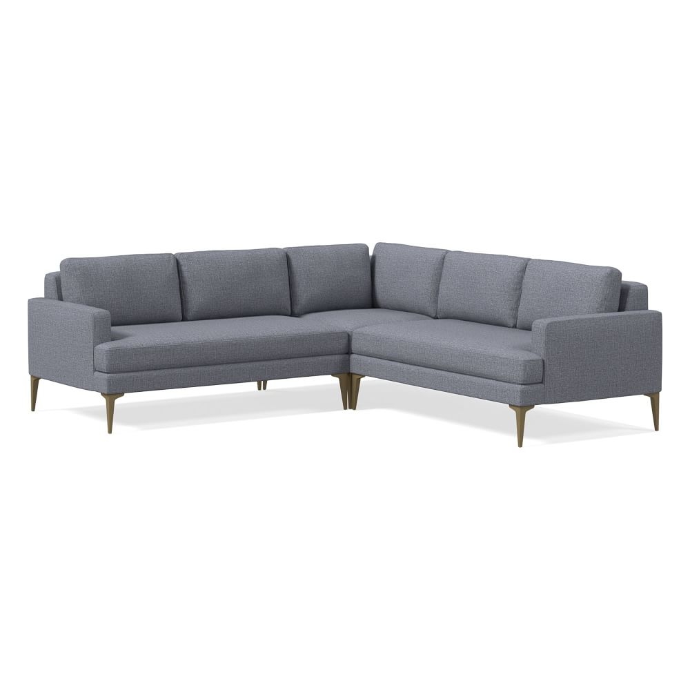 Andes 90" Multi Seat 3-Piece L-Shaped Sectional, Petite Depth, Performance Yarn Dyed Linen Weave, graphite, BB - Image 0