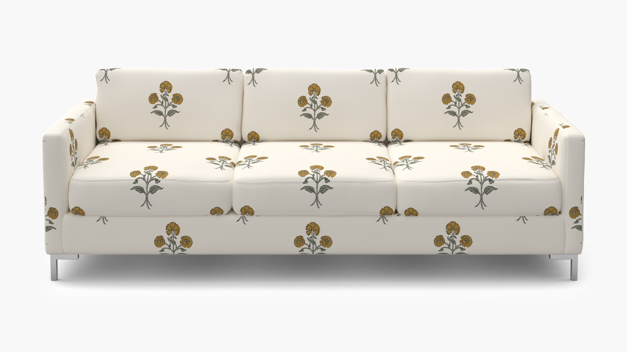 Modern Sofa, Marigold Delphine, Brass L Leg - Image 0