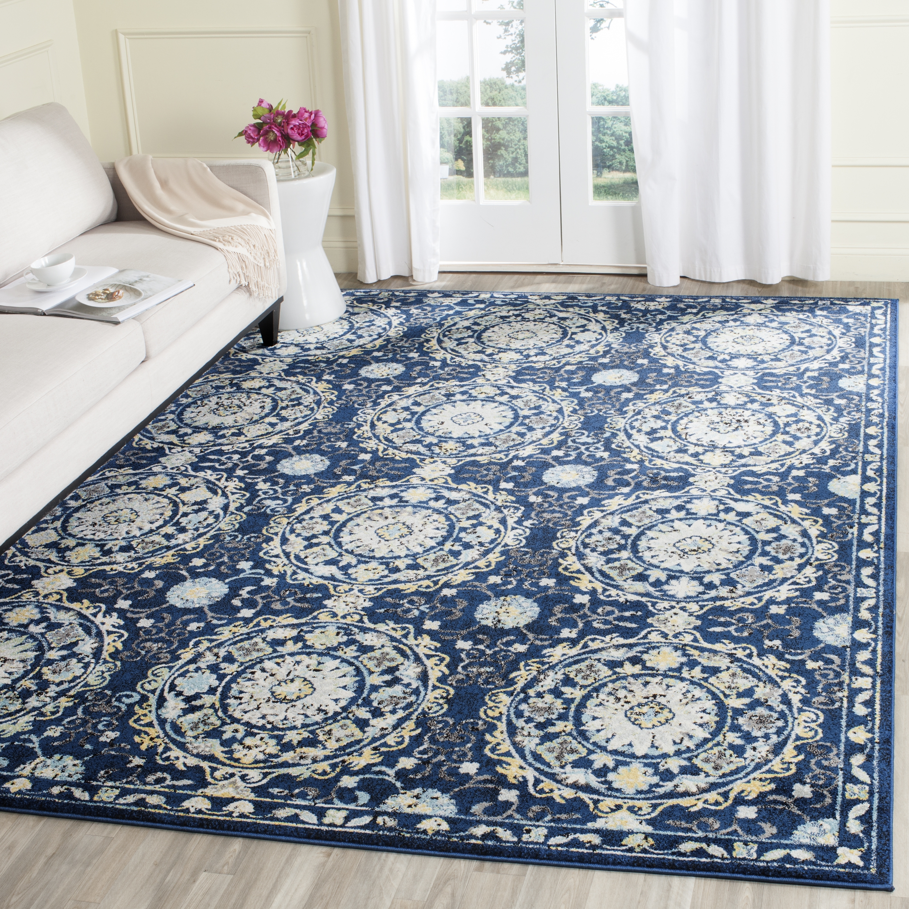 Arlo Home Woven Area Rug, EVK252A, Navy/Ivory,  10' X 14' - Image 1