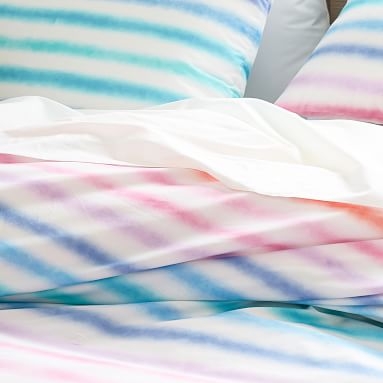 Rainbow Stripe Organic Duvet Cover, Full/Queen, Multi - Image 4