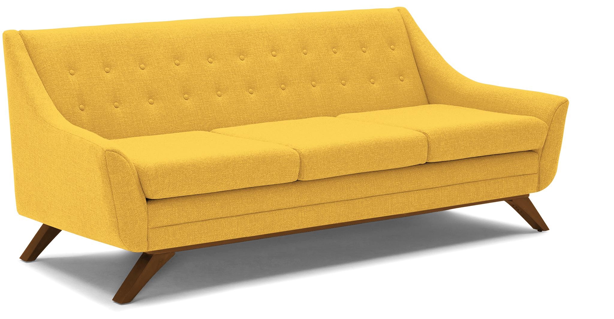 Yellow Aubrey Mid Century Modern Sofa - Bentley Daisey - Mocha - Image 1
