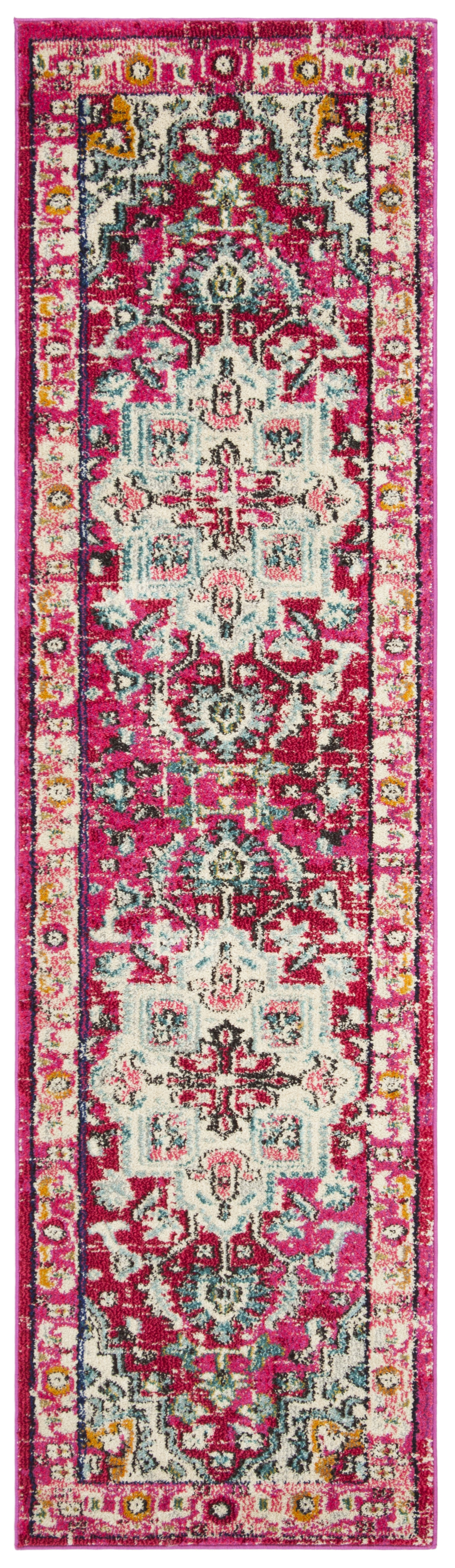 Arlo Home Woven Area Rug, MNC250J, Fuchsia/Light Blue,  2' 2" X 8' - Image 0
