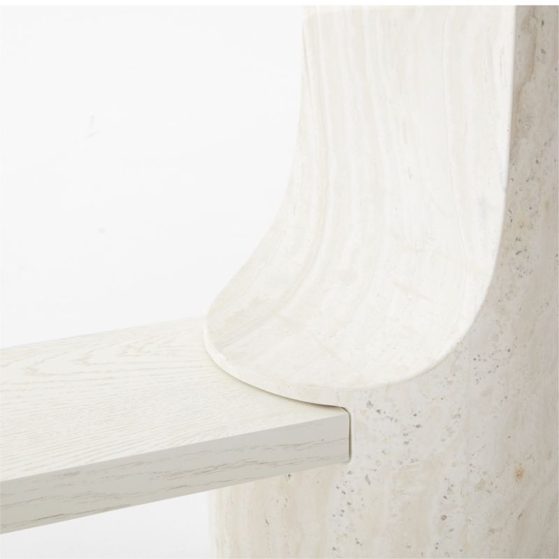 Scoop 76" Travertine and White Oak Wood Console Table - Image 5