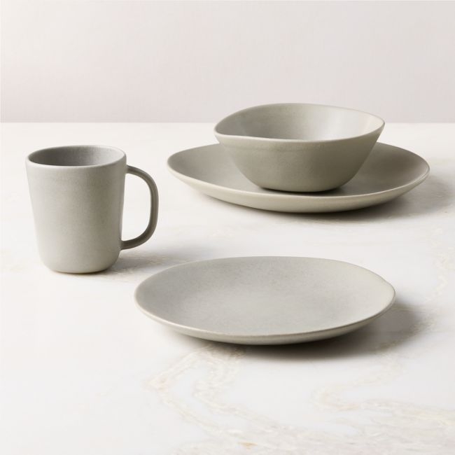 Selene 4-Piece Grey Stoneware Dinnerware Set with Soup Bowl - Image 0