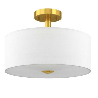 3-Light Semi Flush Mount Ceiling Light Fixture Glass Drum Pendant Lamp - Image 0
