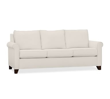 Cameron Roll Arm Upholstered Full Sleeper Sofa with Air Topper, Polyester Wrapped Cushions, Performance Heathered Basketweave Alabaster White - Image 3
