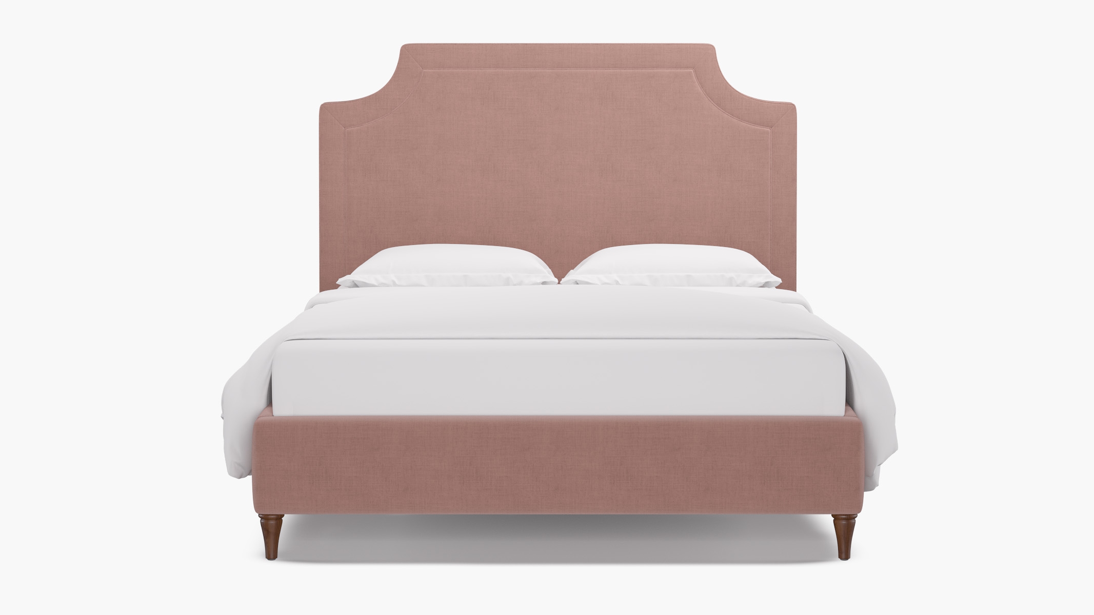 Deco Bed, Blush Everyday Linen, Walnut Decorative Tapered Leg, King - Image 0