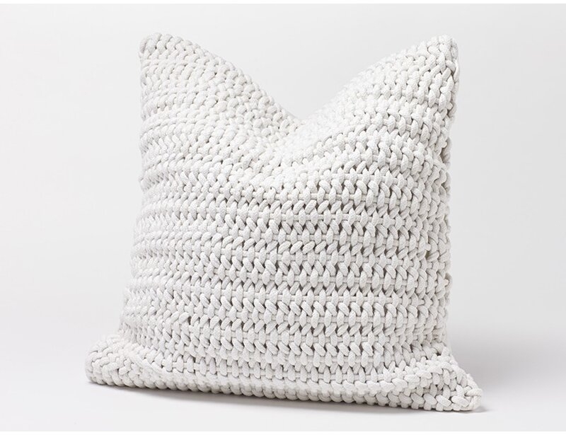Woven Rope Cotton Pillow Cover, Alpine White, 22" x 22" - Image 1