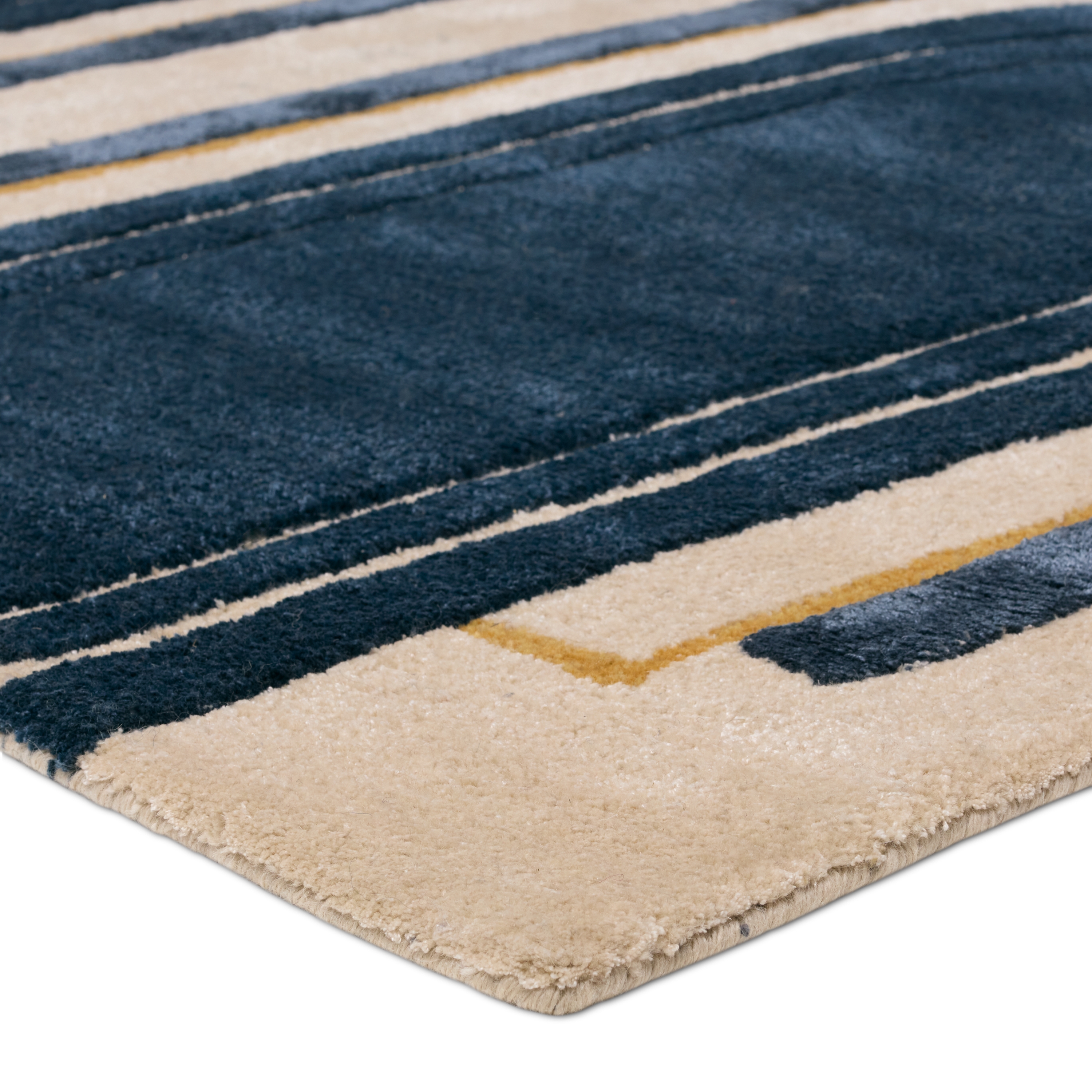 Partition ICO16 Handmade Abstract Blue and Cream Area Rug (10'x14') - Image 1