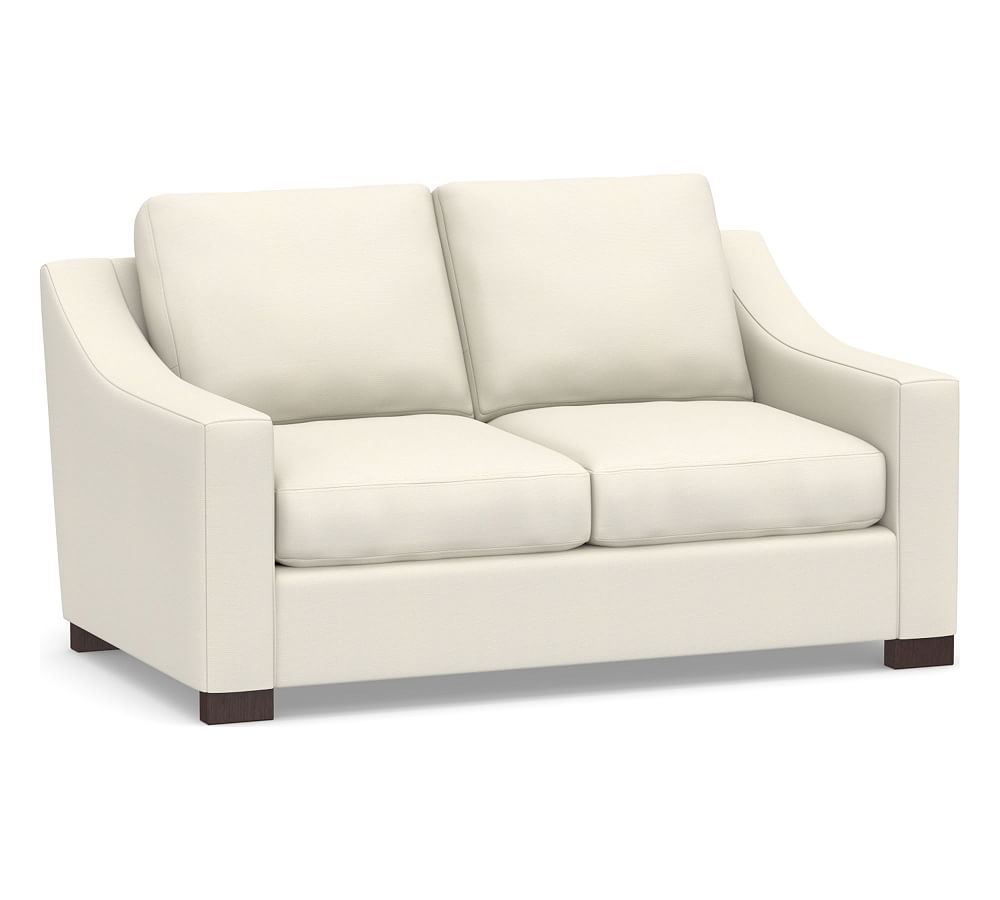 Turner Slope Arm Upholstered Apartment Sofa 2x2, Down Blend Wrapped Cushions, Textured Twill Ivory - Image 0