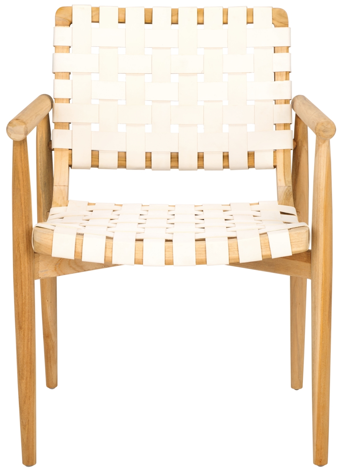 Dionne Accent Chair - White / Natural Teak - Safavieh - Image 0