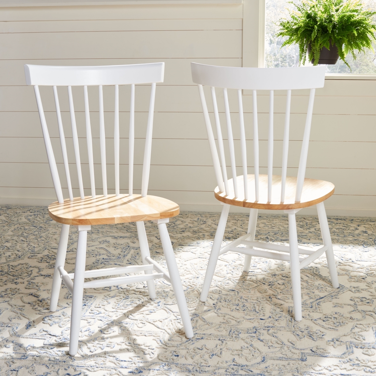 Parker Spindel Side Chair - White / Natural - Safavieh - Image 1