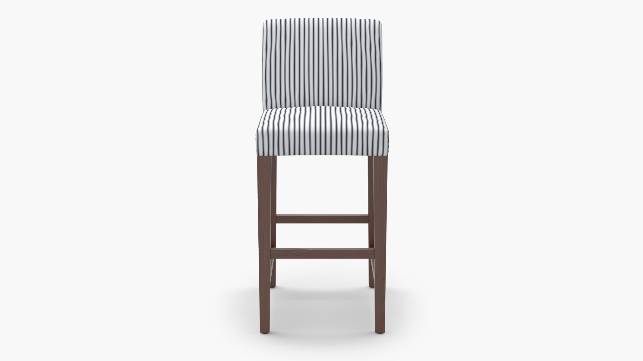 Signature Dining Bar Stool, Navy Classic Ticking Stripe, Walnut Square Tapered Leg - Image 0