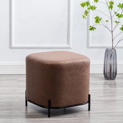 Gilbert 16.5'' Wide Faux Leather Square Cube Ottoman, Brown - Image 1