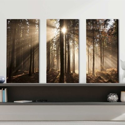 "Autumn Morning In Forest" 3 Piece Graphic Print Set On Canvas - Image 0