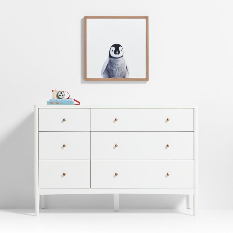 Baby Penguin Walnut Wood Framed Wall Art Print - Image 1