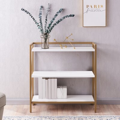Mckain Mixed Metal And Wood Bookshelf, White/Gold - Image 0